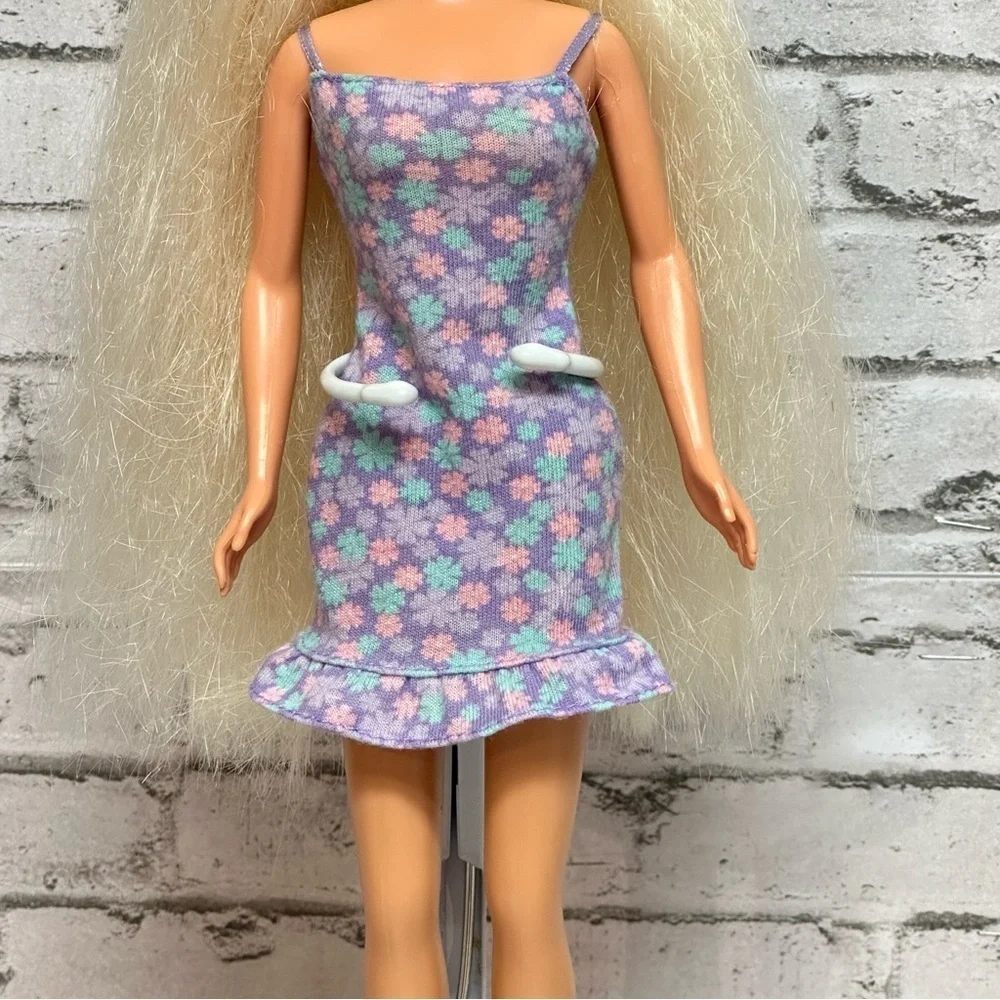 Barbie Doll 1995 Foam N Color Long Blonde Hair Bangs Earrings Shoes Restyled
